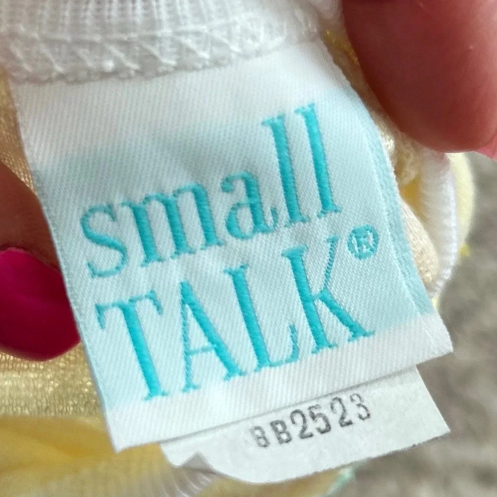 Vintage Small Talk Baby Footed Sleeper Yellow Embroidered Bear Medium 12-17‎ lbs